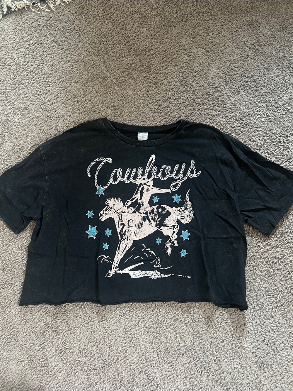 Cowboys Graphic Crop Tee - Black